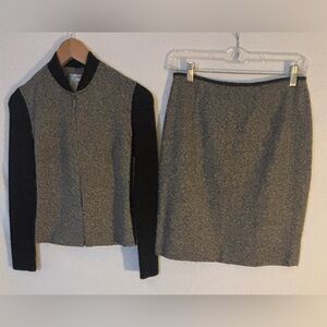 Chic Black and Gray Women's Skirt Set